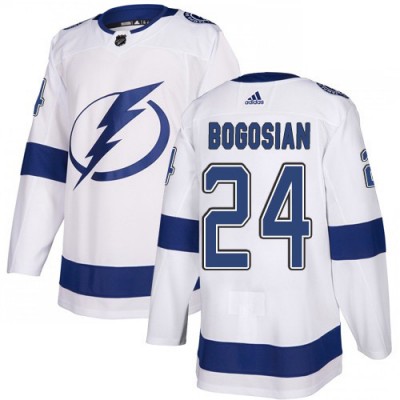 Adidas Tampa Bay Lightning #24 Zach Bogosian White Road Authentic Stitched NHL Jersey